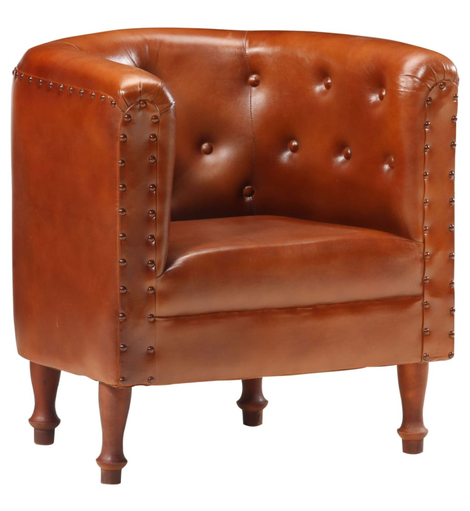 Fauteuil Marron Cuir véritable