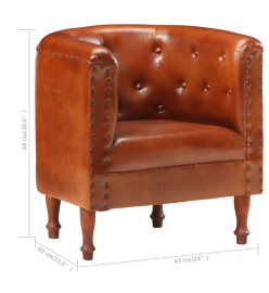 Fauteuil Marron Cuir véritable