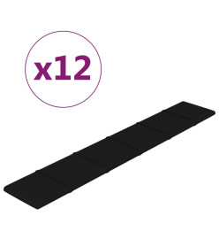 Panneaux muraux 12 pcs Noir 90x15 cm Tissu 1,62 m²