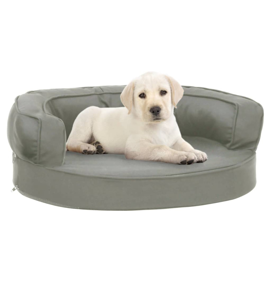 Matelas de lit ergonomique de chien 60x42 cm Aspect de lin Gris