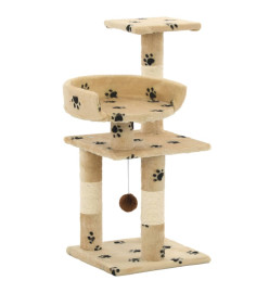 Arbre à chat et griffoirs en sisal 65 cm Beige Motif de pattes