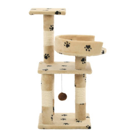 Arbre à chat et griffoirs en sisal 65 cm Beige Motif de pattes