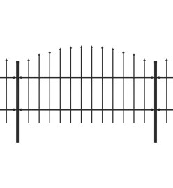 Clôture de jardin à dessus en lance Acier (0,75-1)x3,4 m Noir