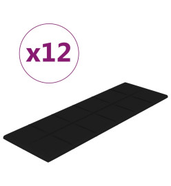 Panneaux muraux 12 pcs Noir 90x30 cm Tissu 3,24 m²