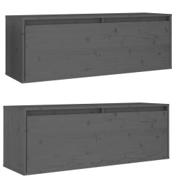 Armoires murales 2 pcs Gris 100x30x35 cm Bois de pin massif