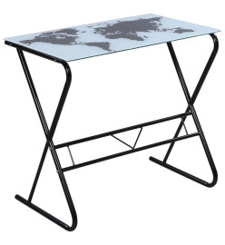 Bureau en verre avec motif de carte du monde