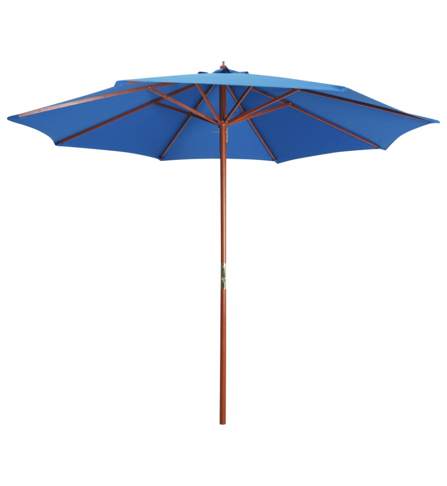 Parasol avec mât en bois 300x258 cm Bleu