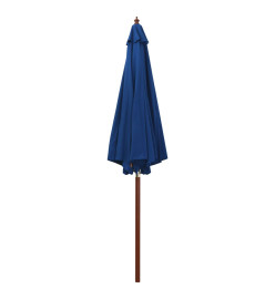 Parasol avec mât en bois 300x258 cm Bleu