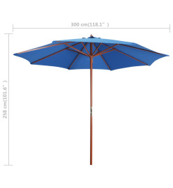 Parasol avec mât en bois 300x258 cm Bleu