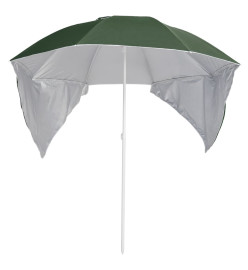 Parasol de plage avec parois latérales Vert 215 cm