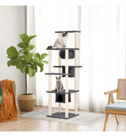 Arbre à chat avec griffoirs en sisal Gris foncé 169 cm