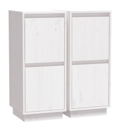 Buffets 2 pcs Blanc 31,5x34x75 cm Bois massif de pin