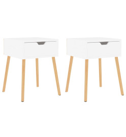 Tables de chevet 2 pcs Blanc brillant 40x40x56 cm Aggloméré