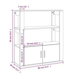 Buffet Gris béton 80x30x90 cm Bois d'ingénierie