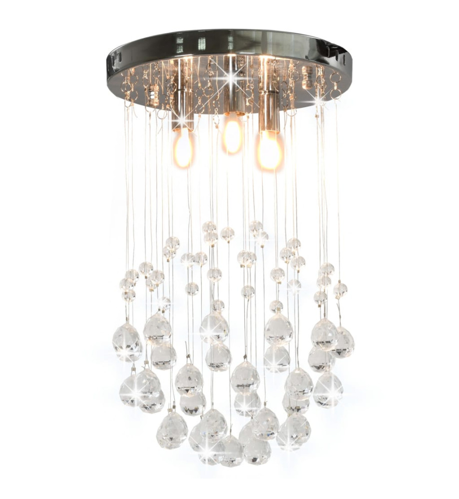 Plafonnier avec perles de cristal Argenté Sphère 3 ampoules G9