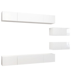 Ensemble de meuble TV 6 pcs Blanc brillant Aggloméré