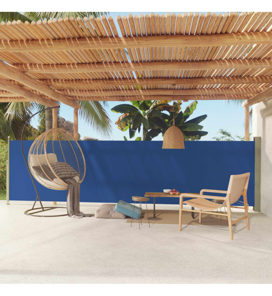 Auvent latéral rétractable de patio 140x600 cm Bleu