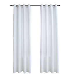 Rideau occultant et anneaux en métal 2pcs Blanc cassé 140x225cm