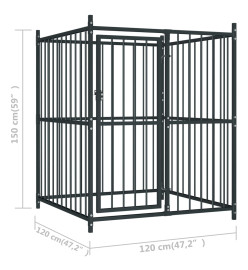 Chenil extérieur avec toit pour chiens 120 x 120 x 150 cm