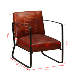 Fauteuil Marron Cuir véritable