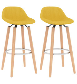 Tabourets de bar lot de 2 jaune moutarde tissu