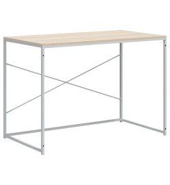 Bureau d'ordinateur Blanc et chêne 110x60x70 cm Aggloméré