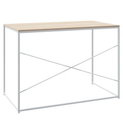 Bureau d'ordinateur Blanc et chêne 110x60x70 cm Aggloméré