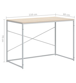 Bureau d'ordinateur Blanc et chêne 110x60x70 cm Aggloméré