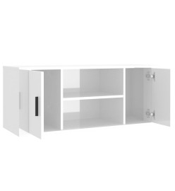 Meuble TV Blanc brillant 100x35x40 cm Bois d'ingénierie