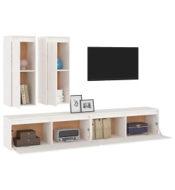 Meubles TV 4 pcs Blanc Bois massif de pin