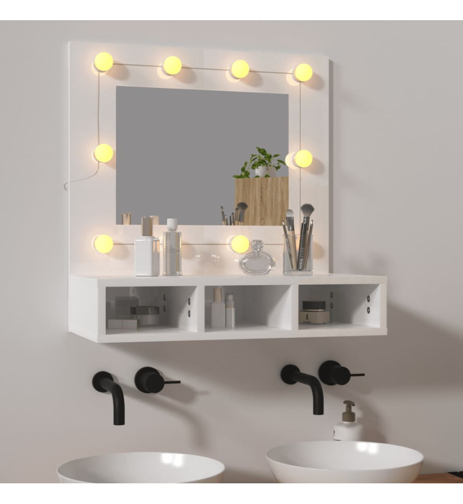 Armoire à miroir avec LED Blanc brillant 60x31,5x62 cm