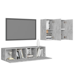 Ensemble de meuble TV 4 pcs Gris béton Aggloméré