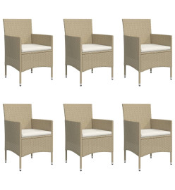 Mobilier de salle à manger de jardin coussins 7 pcs Beige/noir
