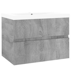 Meuble lavabo avec bassin intégré Sonoma gris Bois d'ingénierie