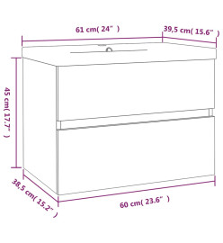 Meuble lavabo avec bassin intégré Sonoma gris Bois d'ingénierie