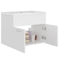 Armoire d'évier avec lavabo intégré Blanc Aggloméré