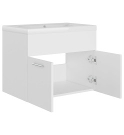 Armoire d'évier avec lavabo intégré Blanc Aggloméré