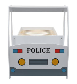 Lit voiture de police et matelas en mousse pour enfant 90x200cm