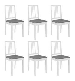 Chaises à manger avec coussins lot de 6 blanc bois solide
