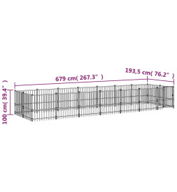 Chenil d'extérieur pour chiens Acier 13,14 m²