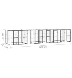 Chenil extérieur Acier avec toit 19,36 m²