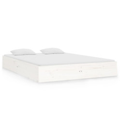 Cadre de lit blanc bois massif 140x190 cm