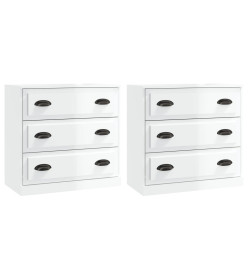 Buffets 2 pcs blanc brillant bois d'ingénierie