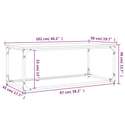 Table basse Chêne fumé 102x50x40 cm Bois d'ingénierie et fer