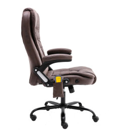 Chaise de bureau de massage marron foncé similicuir daim