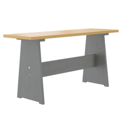 Table à manger avec banc Marron miel et gris Bois de pin solide