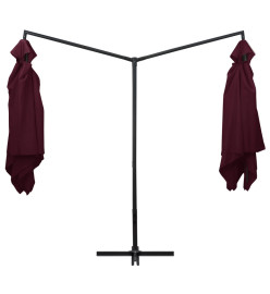 Parasol double avec mât en acier 250 x 250 cm Rouge bordeaux