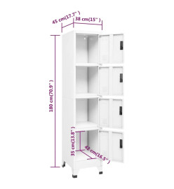 Armoire à casiers Blanc 38x45x180 cm Acier