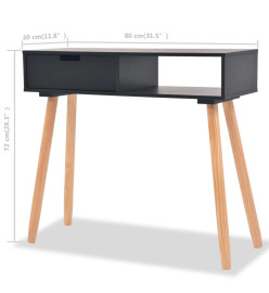 Table console Bois de pin massif 80 x 30 x 72 cm Noir