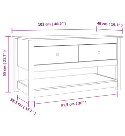 Table basse Blanc 102x49x55 cm Bois massif de pin